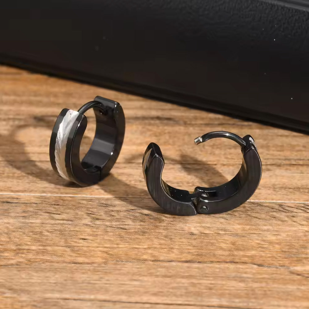 Stainless Steel Modern Two Tone Stud Earrings