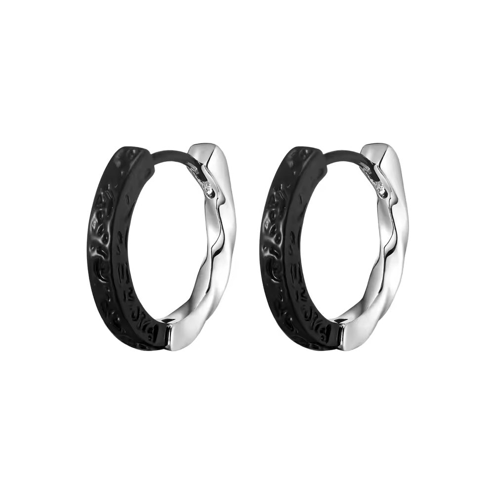 Stainless Steel Hammered Twist Huggie Earrings