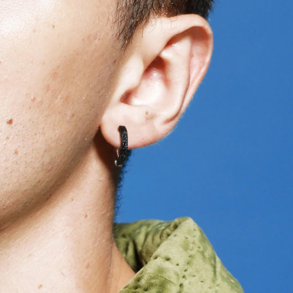Stainless Steel Hammered Twist Huggie Earrings