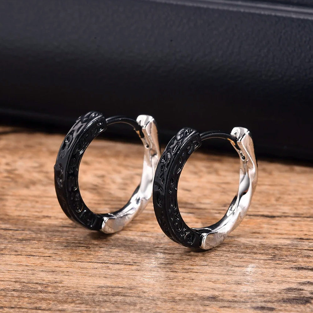 Stainless Steel Hammered Twist Huggie Earrings