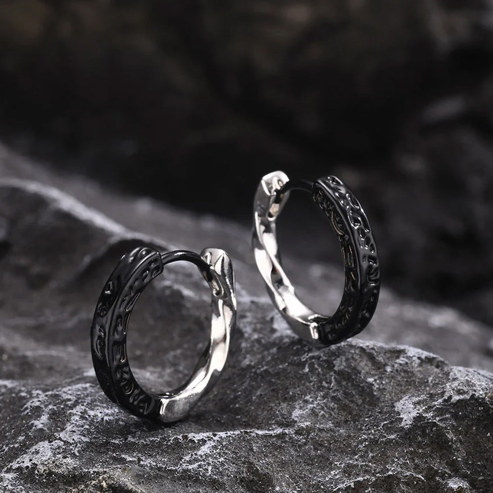 Stainless Steel Hammered Twist Huggie Earrings