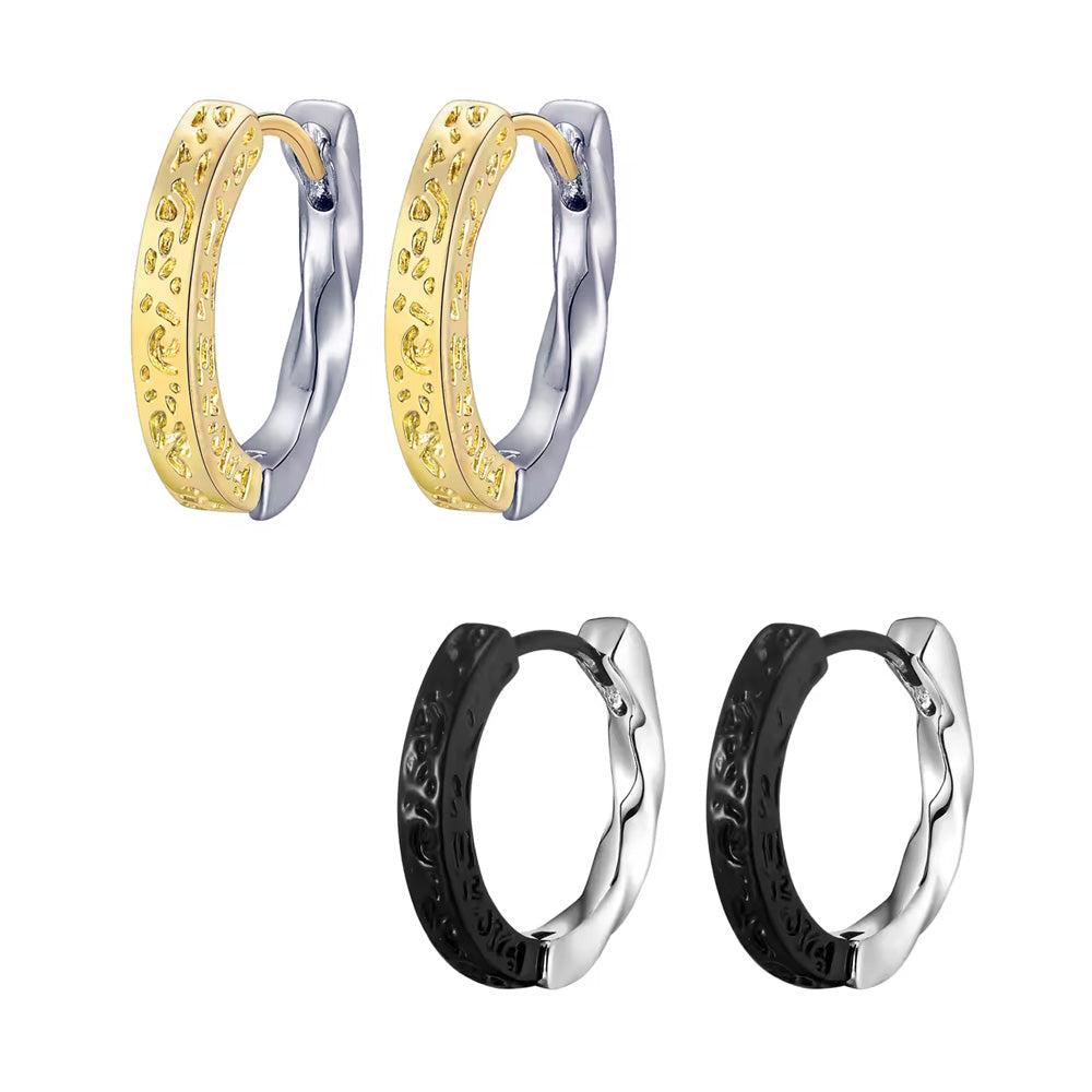 Stainless Steel Hammered Twist Huggie Earrings