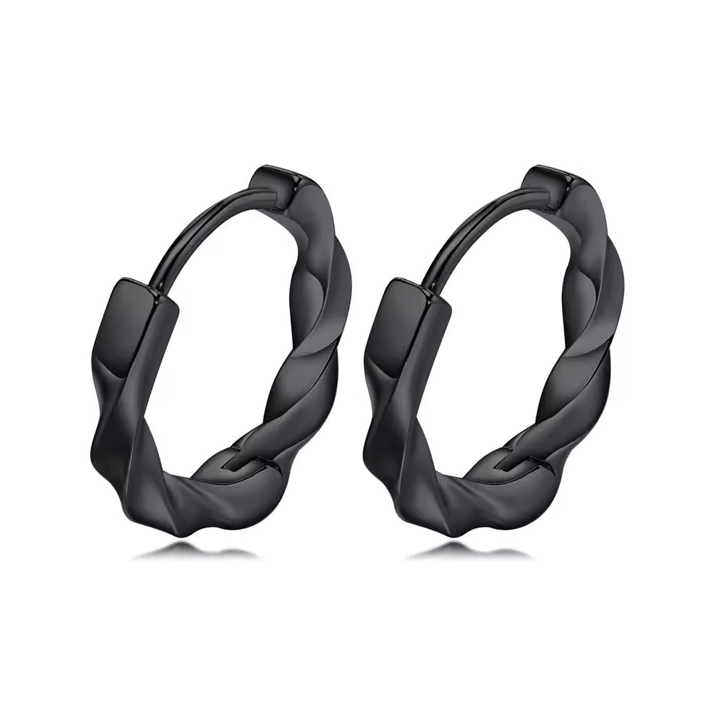 Stainless Steel Twisted Mobius Huggie Earrings