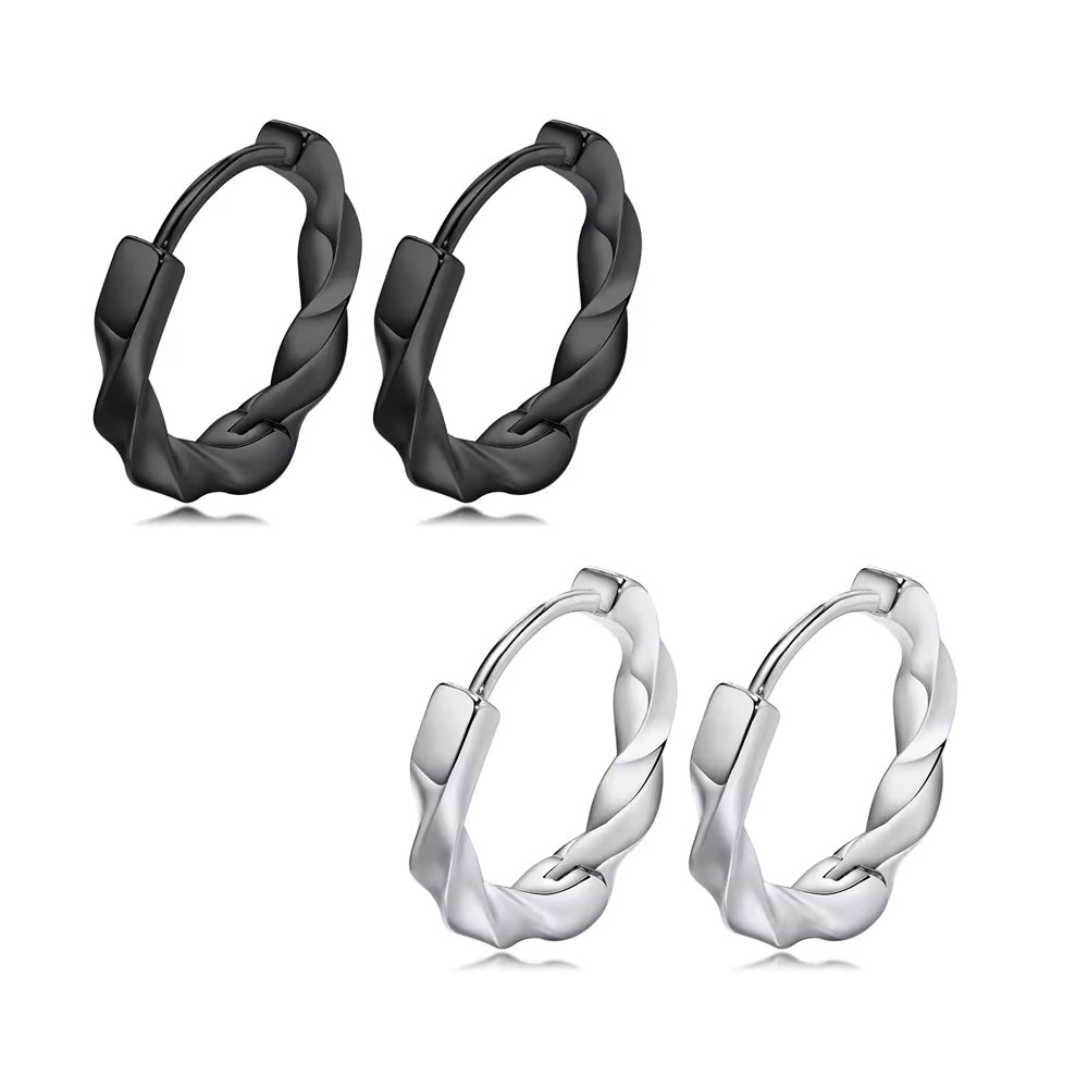 Stainless Steel Twisted Mobius Huggie Earrings