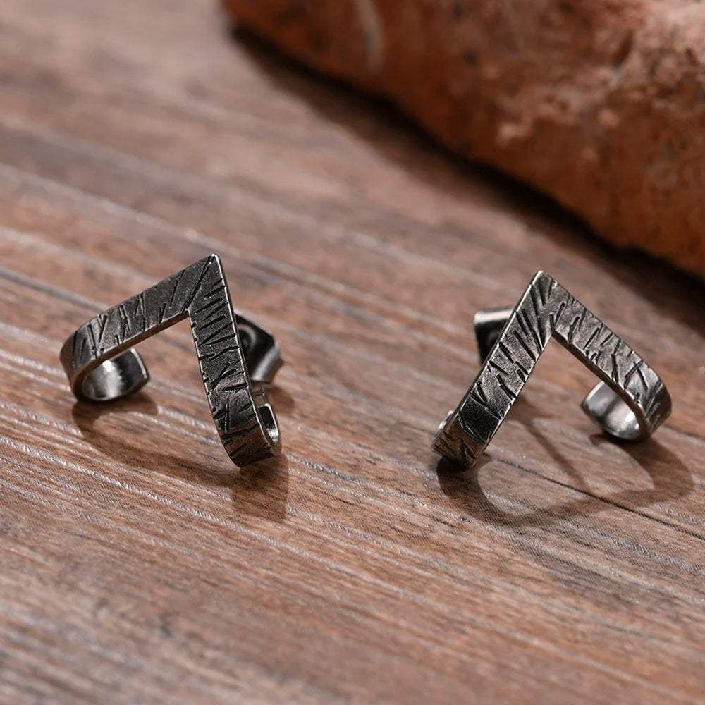 Stainless Steel Chevron Stud Earrings