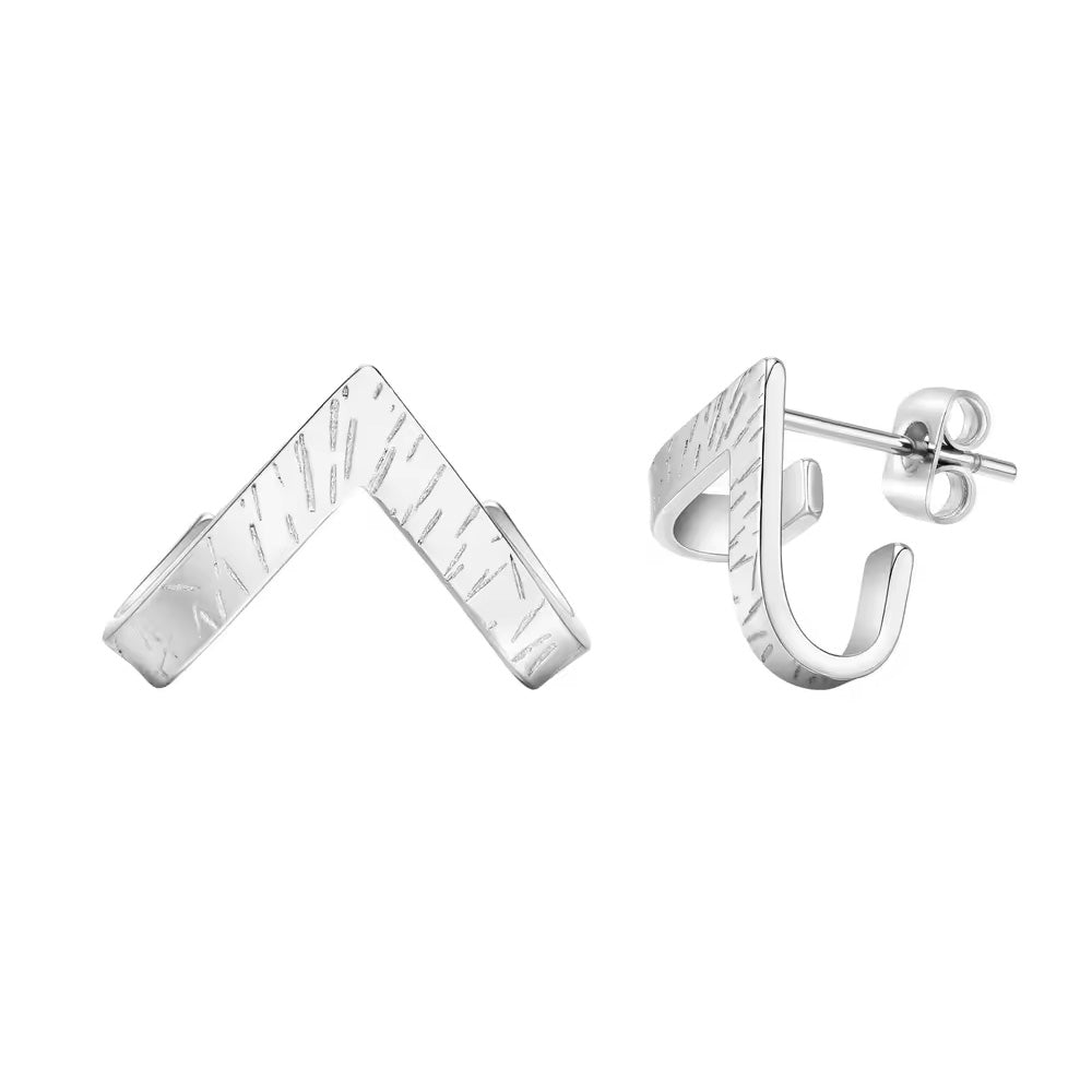 Stainless Steel Chevron Stud Earrings