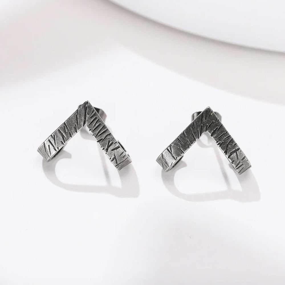 Stainless Steel Chevron Stud Earrings