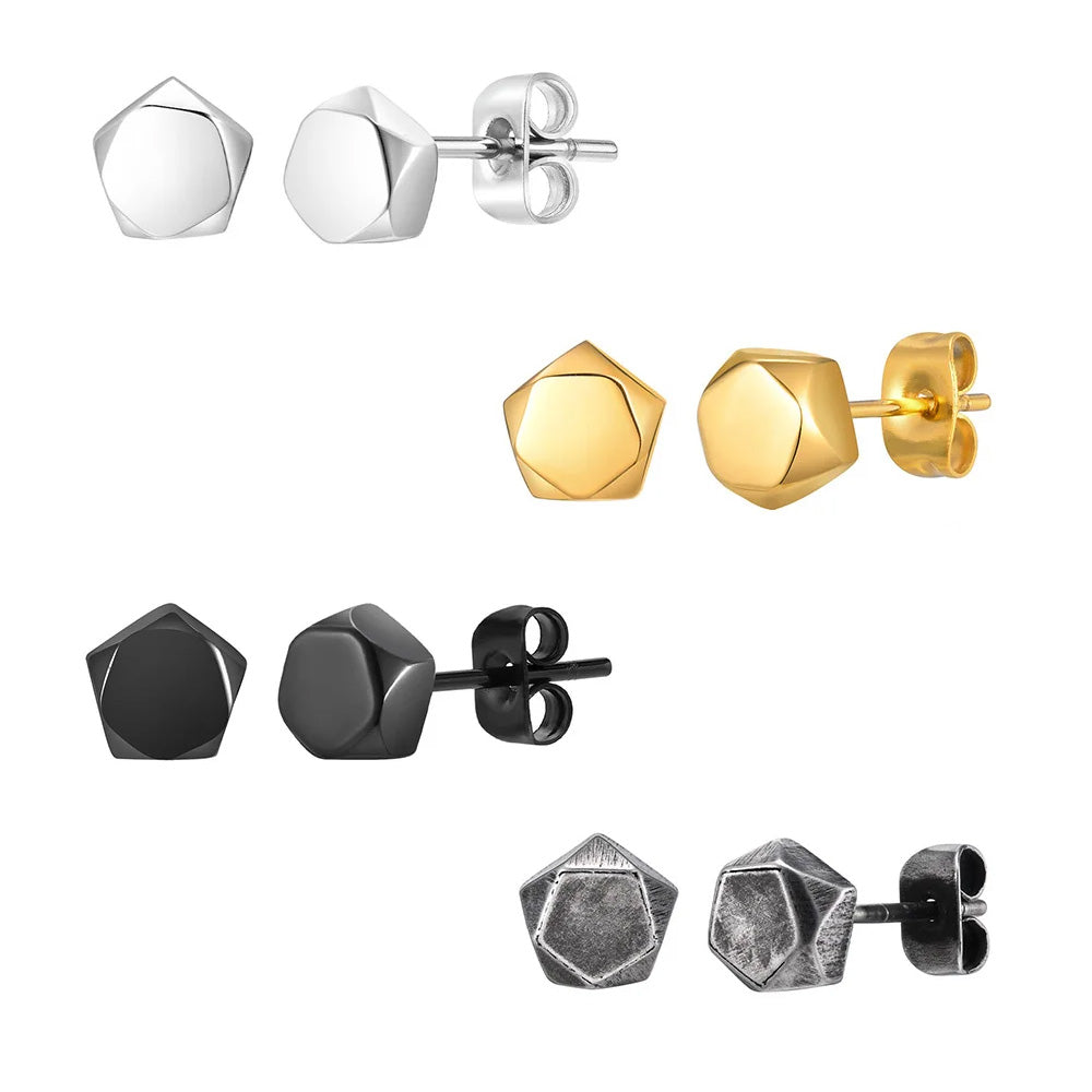 Stainless Steel Geometric Pentagon Stud Earrings