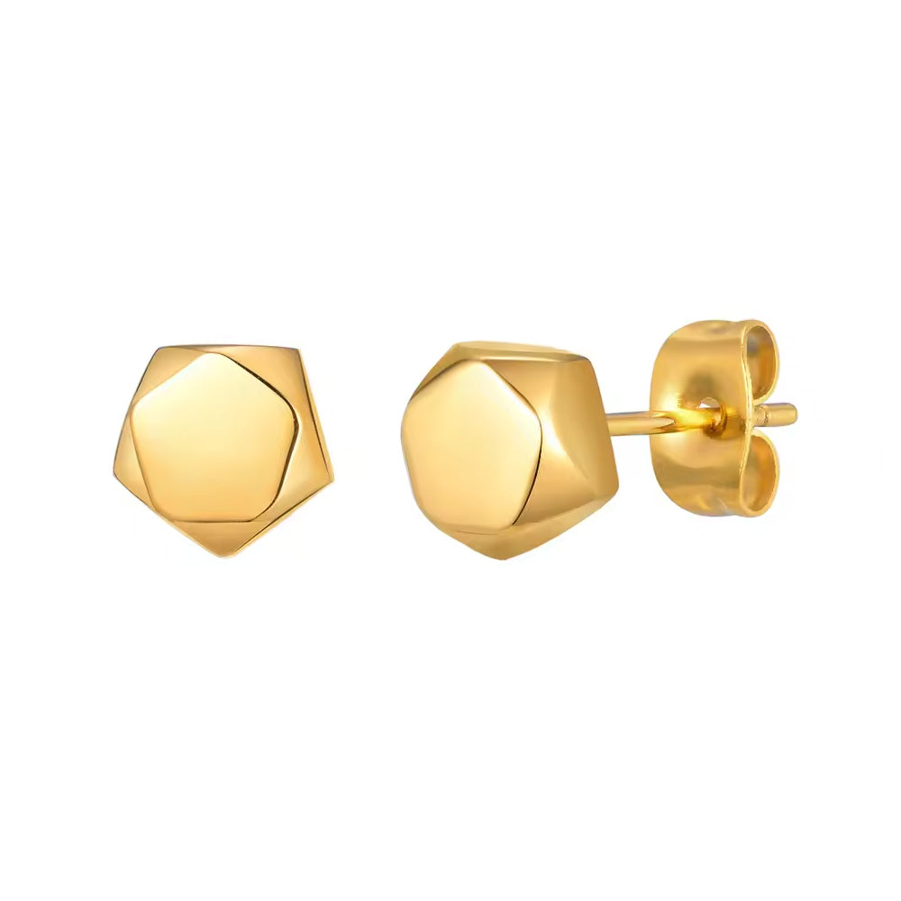 Stainless Steel Geometric Pentagon Stud Earrings
