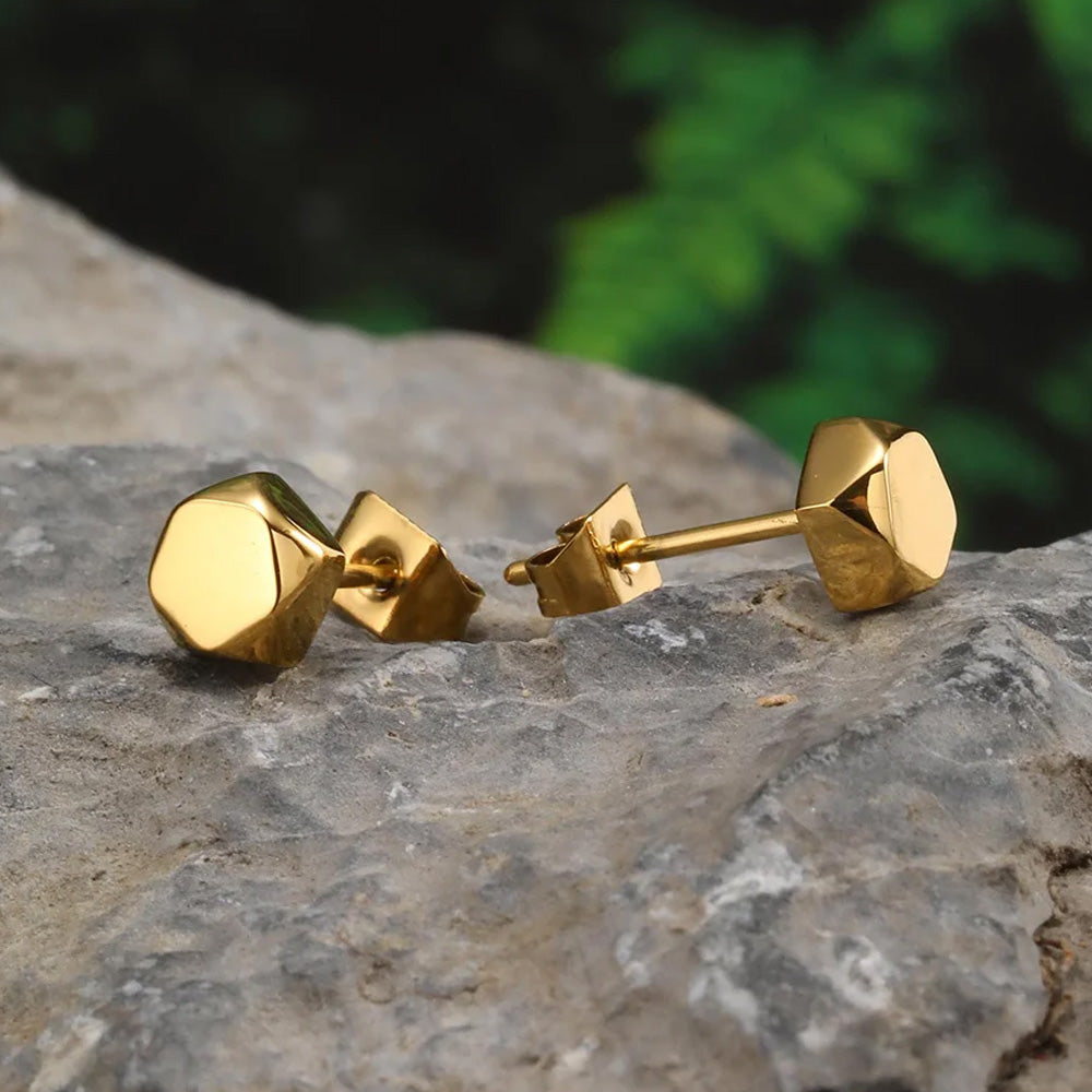 Stainless Steel Geometric Pentagon Stud Earrings