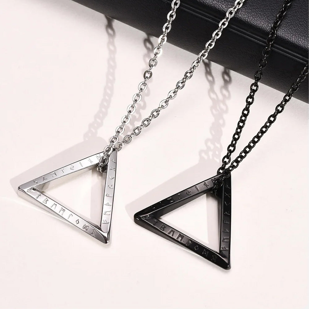 Stainless Steel Nordic Rune Triangle Necklace