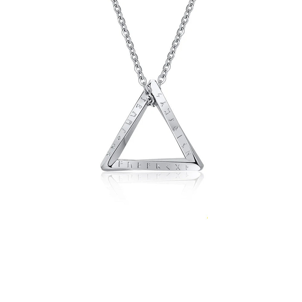 Stainless Steel Nordic Rune Triangle Necklace
