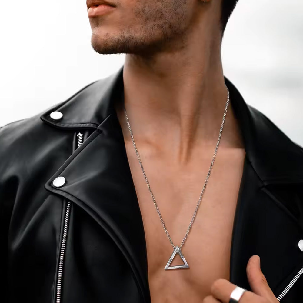Stainless Steel Nordic Rune Triangle Necklace