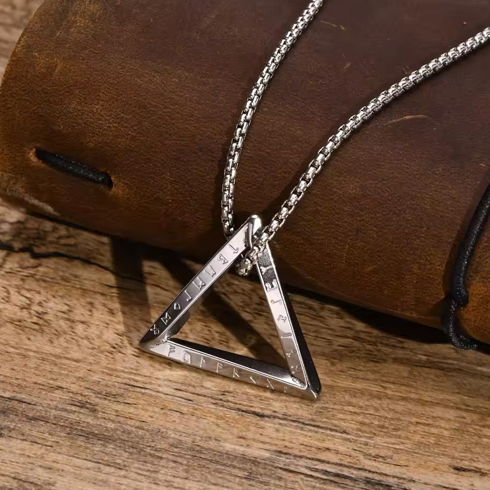 Stainless Steel Nordic Rune Triangle Necklace
