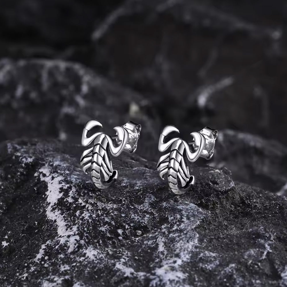 Stainless Steel Vintage Scorpion Stud Earrings