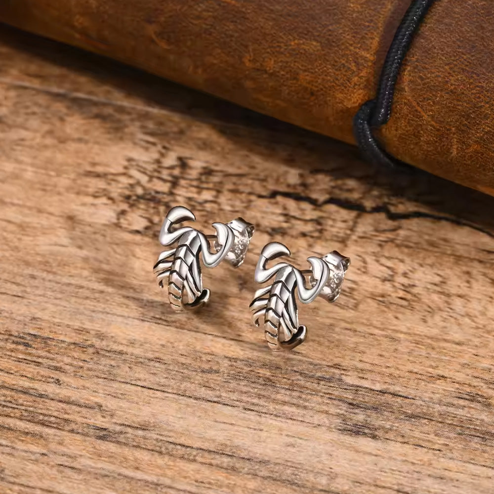 Stainless Steel Vintage Scorpion Stud Earrings