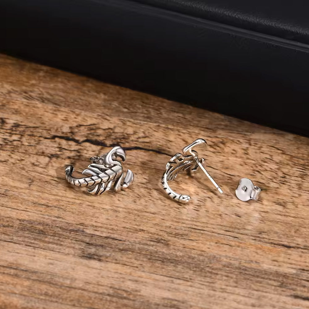 Stainless Steel Vintage Scorpion Stud Earrings