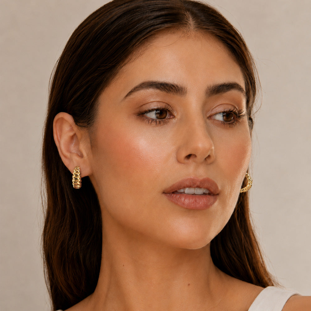 Stainless Steel Wheat Twisted Textured Stud Earrings