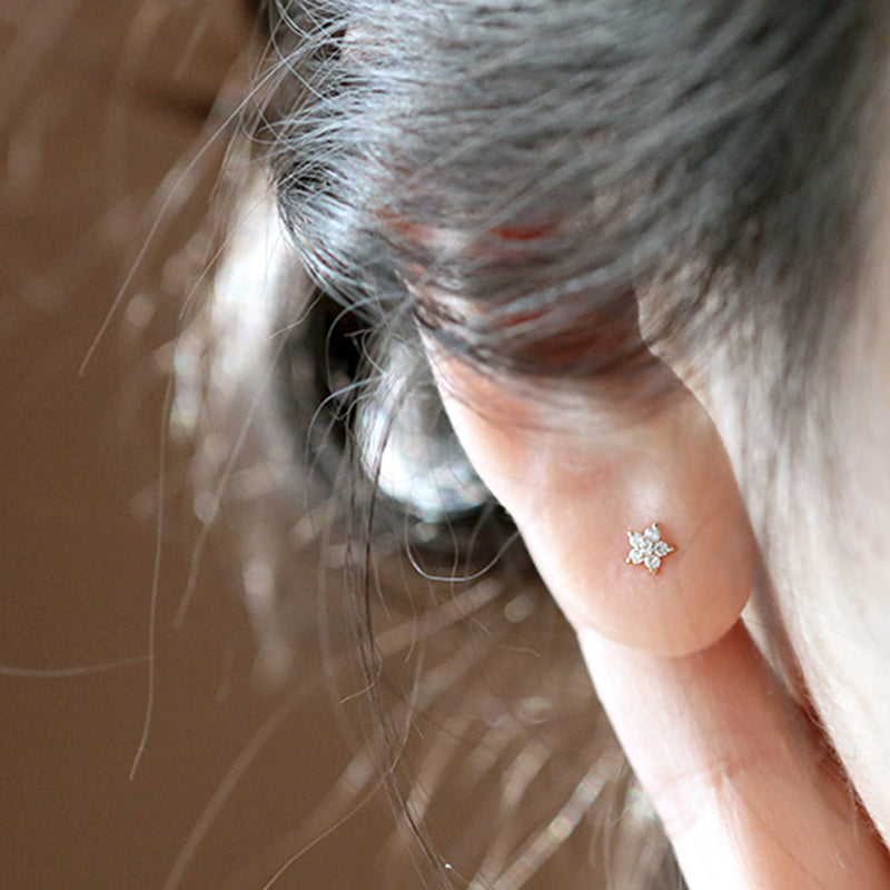 Sterling Silver Tiny Flower Stud Hypoallergenic Earrings