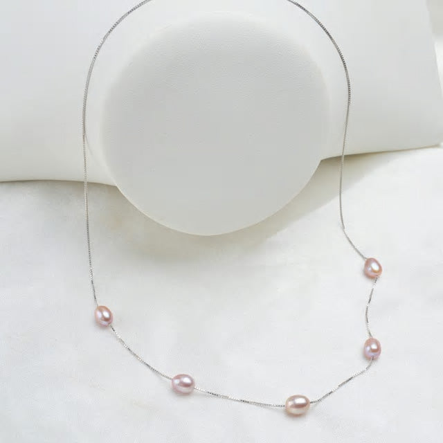 Sterling Silver Multi Freshwater Pearl Hypoallergenic Necklace