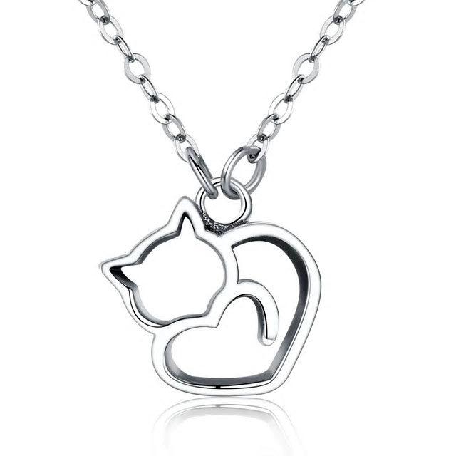 Sterling Silver Lovely Cat Hypoallergenic Necklace