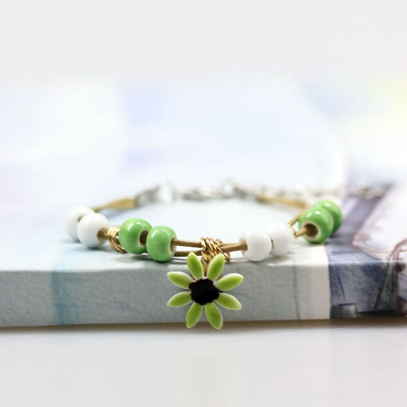 Adjustable Ceramic Flower Bracelet - Various