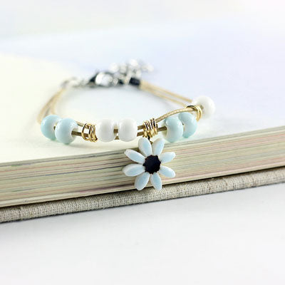 Adjustable Ceramic Flower Bracelet - Various