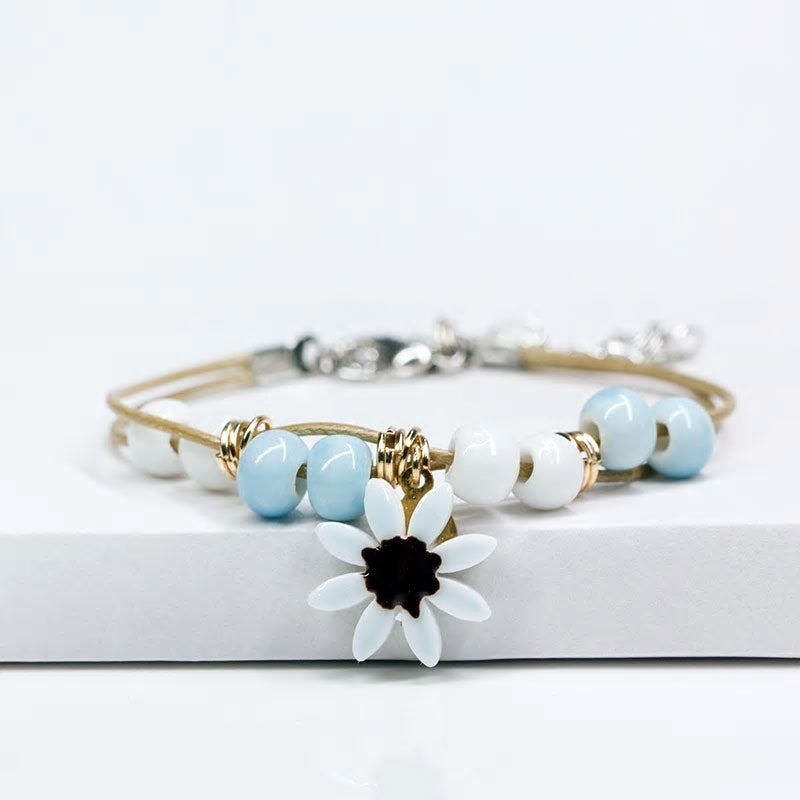 Adjustable Ceramic Flower Bracelet - Various