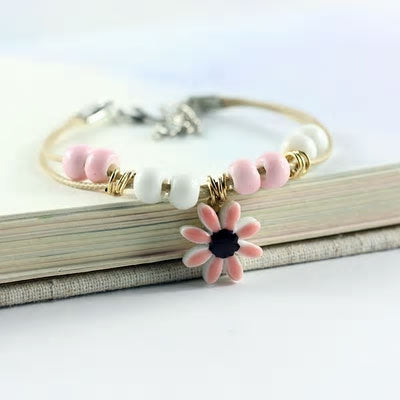 Adjustable Ceramic Flower Bracelet - Various