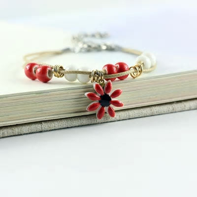 Adjustable Ceramic Flower Bracelet - Various