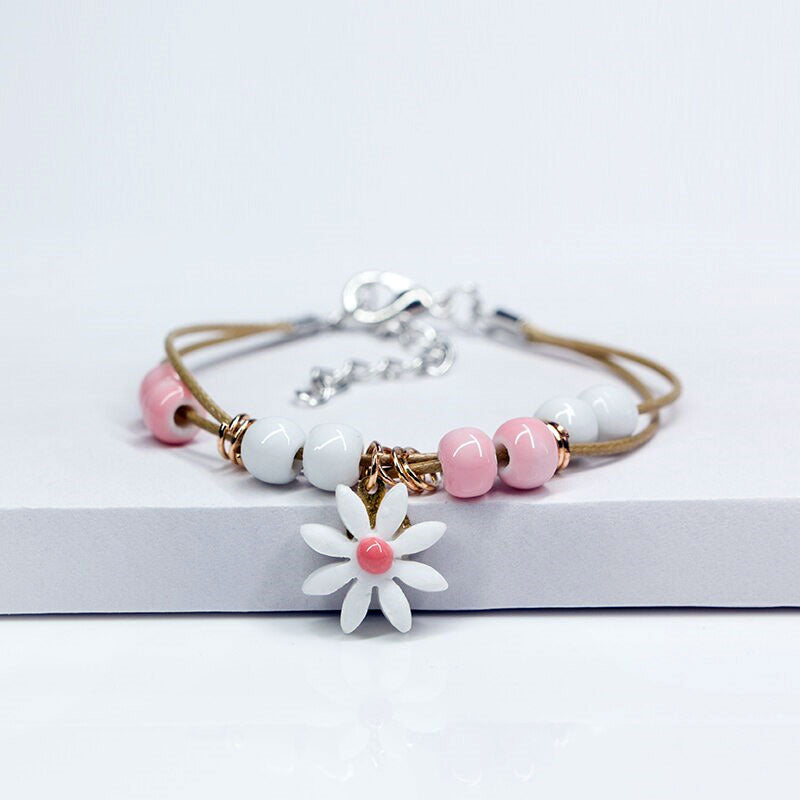 Adjustable Ceramic Flower Bracelet - Various