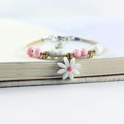 Adjustable Ceramic Flower Bracelet - Various