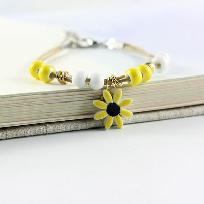 Adjustable Ceramic Flower Bracelet - Various