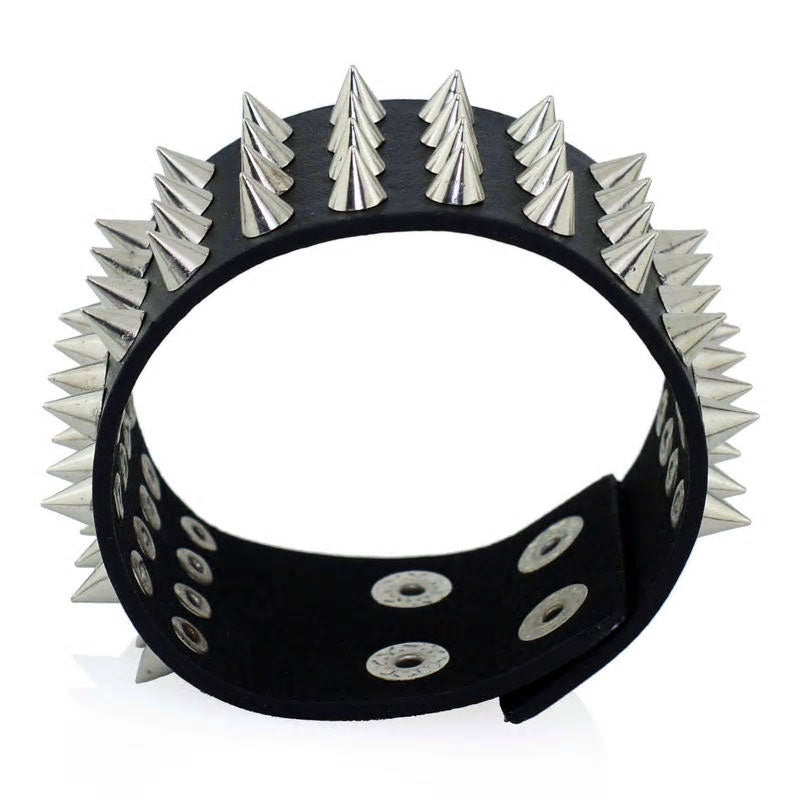 Thick Spike Stud Leather Bracelet