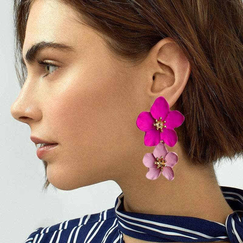 Big Double Flower Earrings