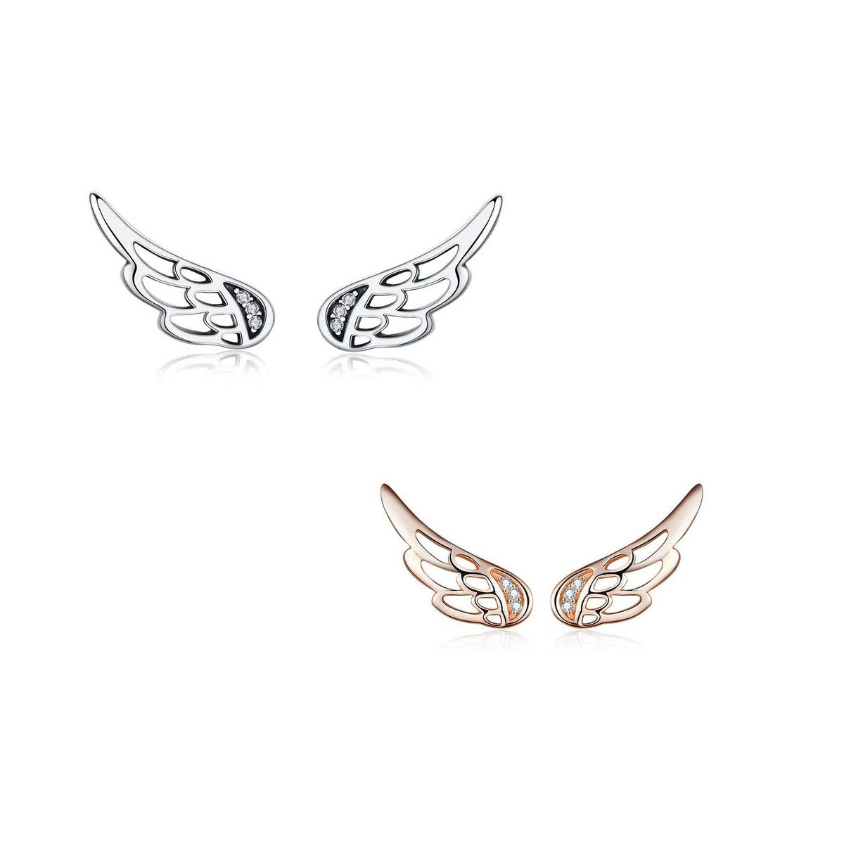 Sterling Silver Feather Wings Stud Hypoallergenic Earrings - Various