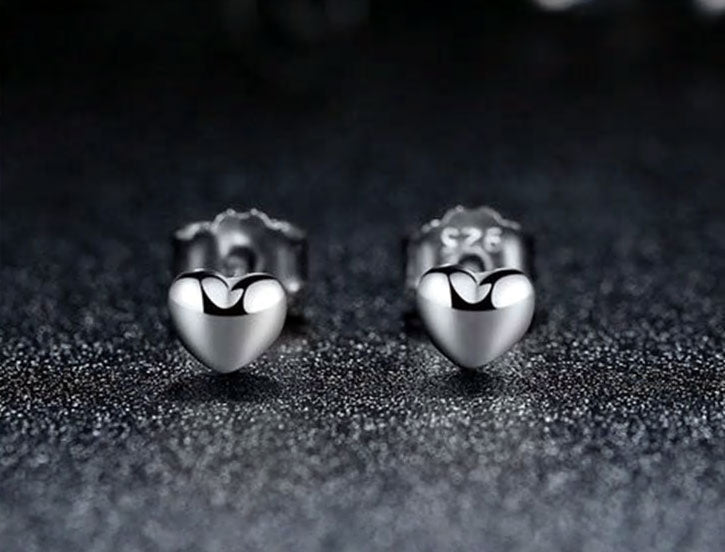 Sterling Silver Heart Stud Hypoallergenic Earrings