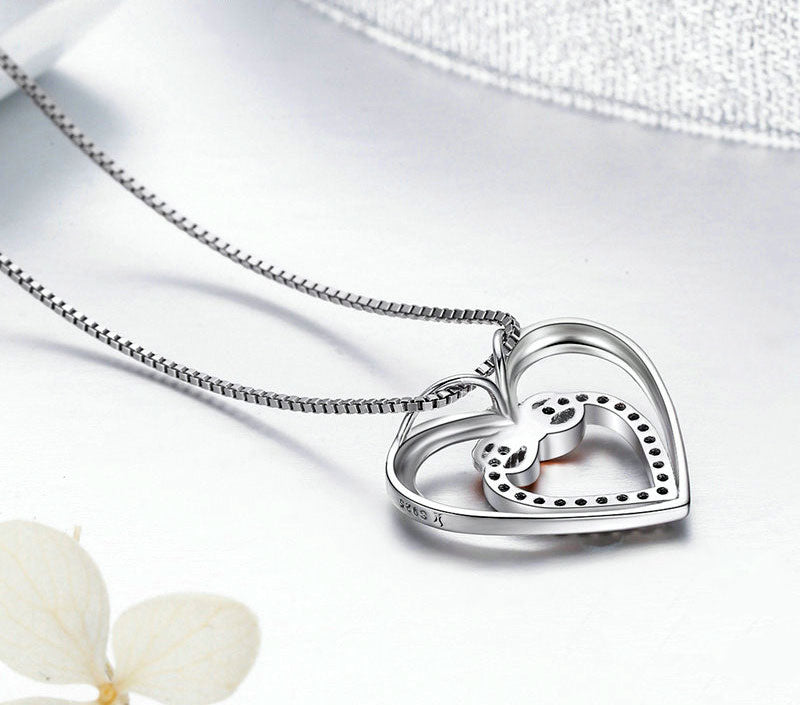 Sterling Silver Infinity Love Double Heart Hypoallergenic Necklace