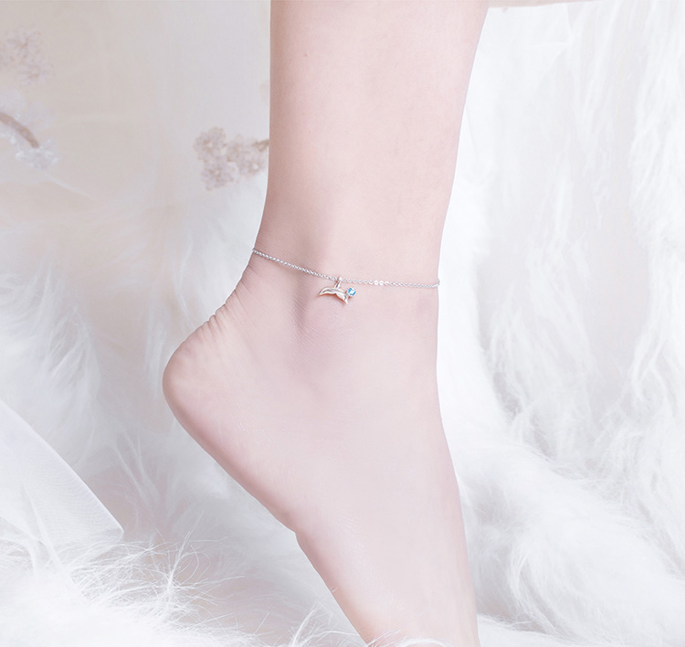 Sterling Silver Dolphin Tail Hypoallergenic Anklet