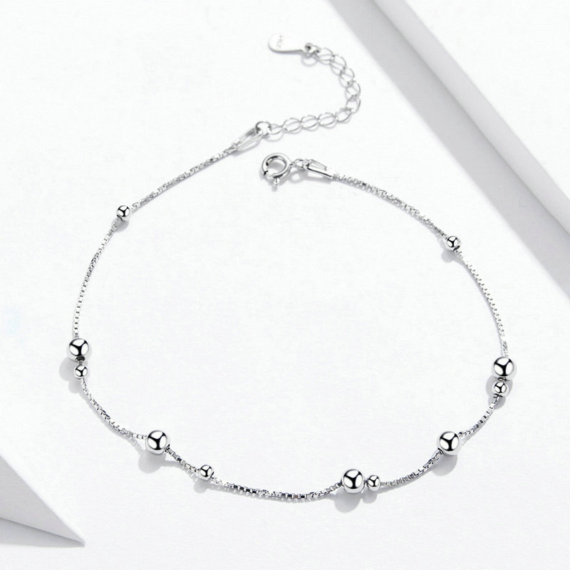 Sterling Silver Beaded Hypoallergenic Anklet