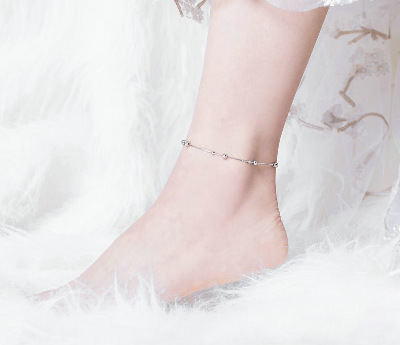Sterling Silver Beaded Hypoallergenic Anklet