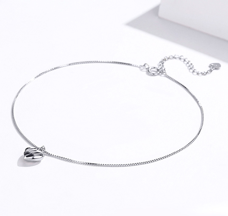 Sterling Silver Simple Heart Hypoallergenic Anklet