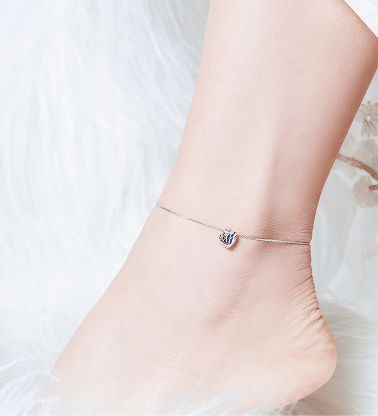 Sterling Silver Simple Heart Hypoallergenic Anklet