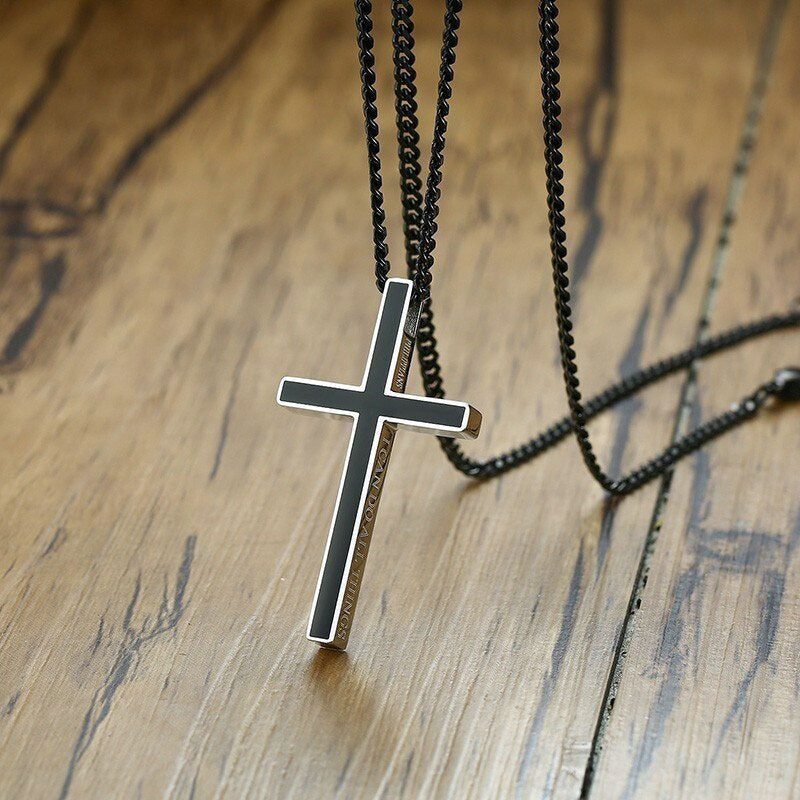 Stainless Steel 'I Can Do All Things' Philippians 4:13 Cross Necklace