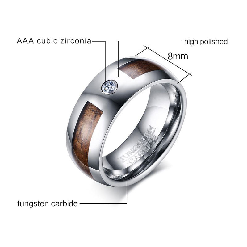 Tungsten Carbide Mahogany Wood Grain Ring