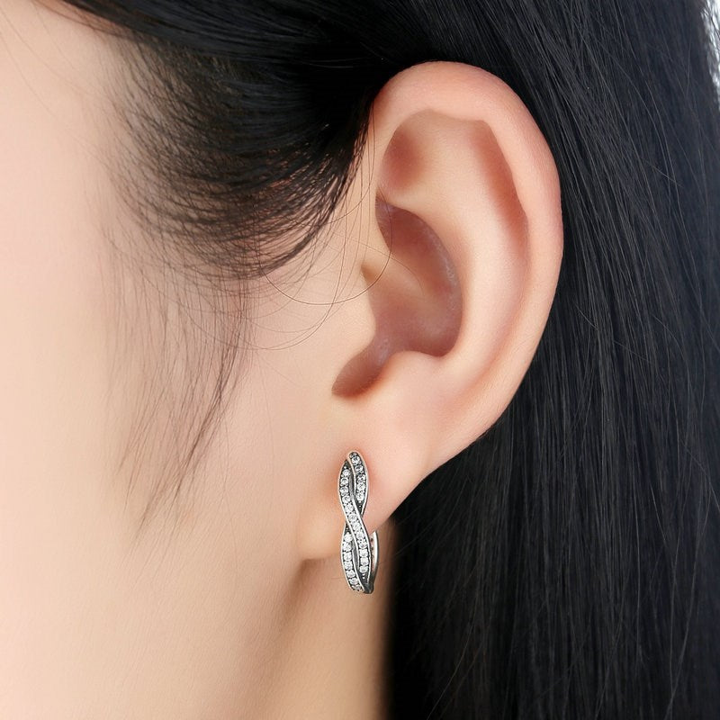 Sterling Silver Twist Huggie Hypoallergenic Earrings