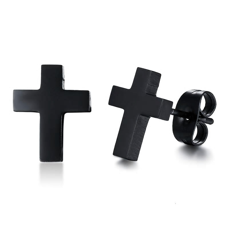 Stainless Steel Cross Stud Earrings