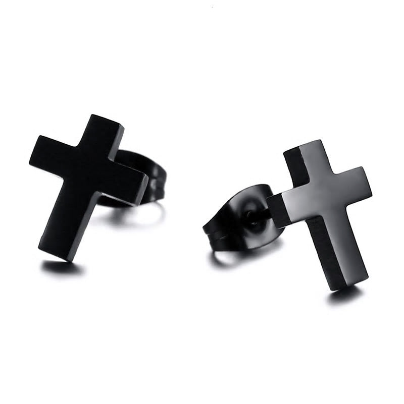 Stainless Steel Cross Stud Earrings