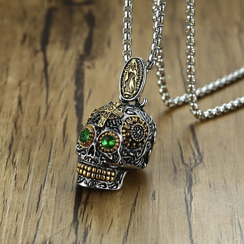 Stainless Steel Mexican Sugar Skull Necklace