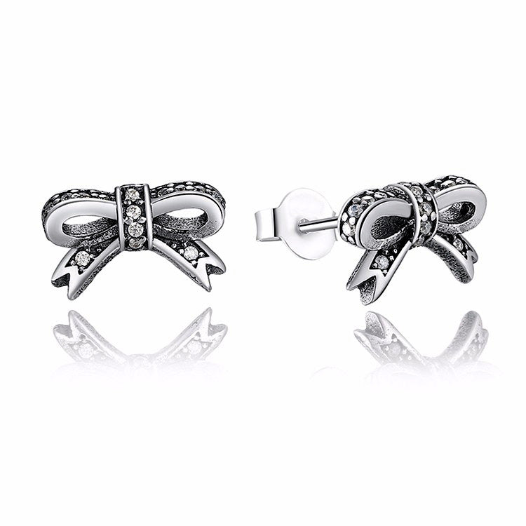 Sterling Silver Bow Stud Hypoallergenic Earrings
